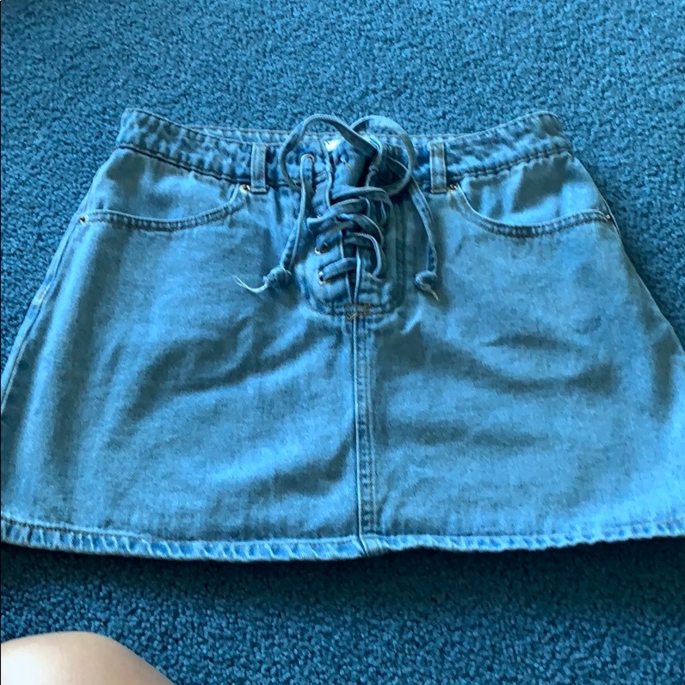 Straps jean skirt